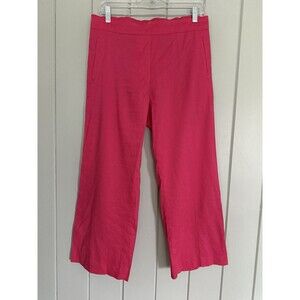 Cartonnier Anthropologie Magenta Pink Linen Wide Leg Crop Pants S Small Pull-On